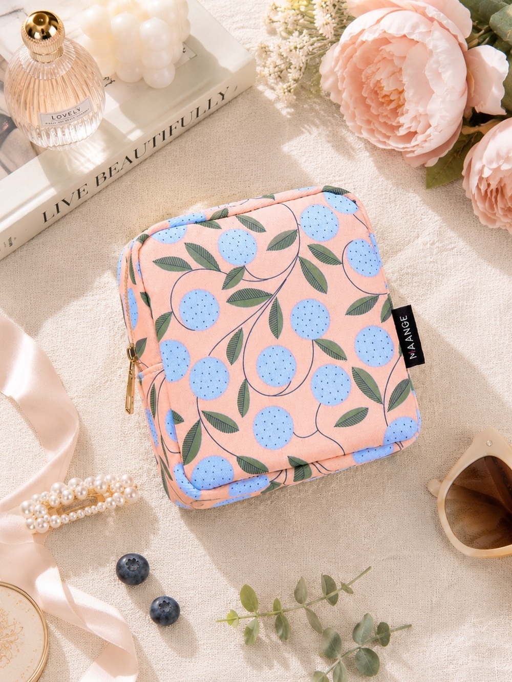 Botanical Cosmetic Pouch | Makeup Bag | Purse Organizer | Travel Bag